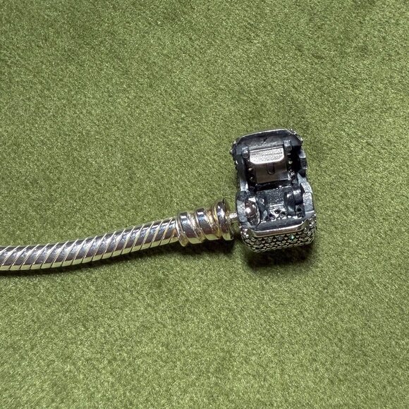 New PANDORA Sterling Silver Bracelet with CZ Slider Charm - Picture 8 of 16